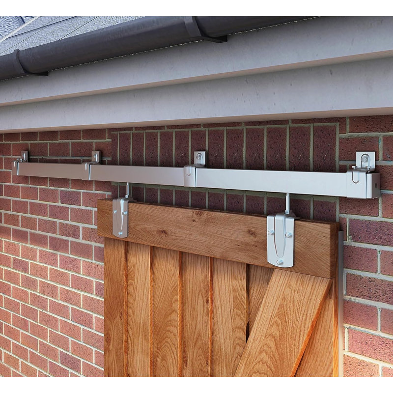 JUBEST Box Rail Exterior Barn Door Hardware Kit, Heavy Duty Sliding Barn Door Hardware & Reviews